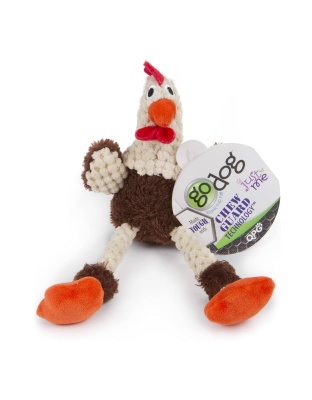 Godog Just For Me Skinny Rooster Dog Toy Brown Mini