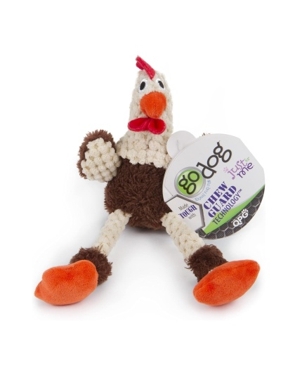 Godog Just For Me Skinny Rooster Dog Toy Brown Mini