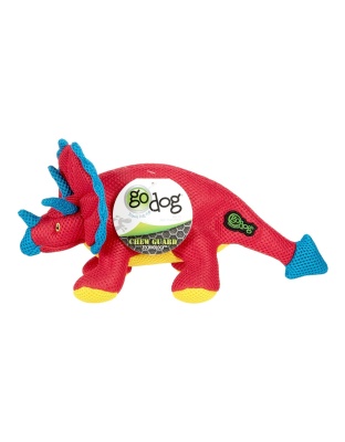 Godog Dino Frills Squeaky Plush Dog Toy Red Small