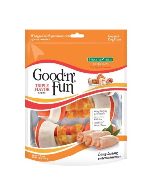 Good 'N' Fun Triple Flavor Chews Chicken/Pork/Beef 4 In-3Pack