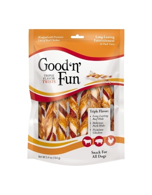 Good 'N' Fun Triple Flavor Twist Pork/Beef/Chicken 22Pk