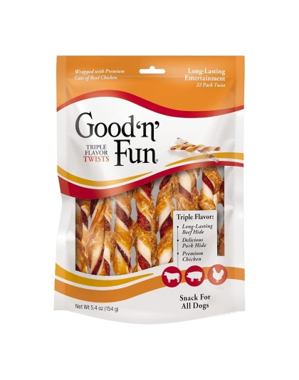 Good 'N' Fun Triple Flavor Twist Pork/Beef/Chicken 22Pk