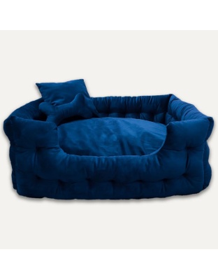 Goo-Eez Luxury Velour Pet Bed w/  Accessories Royal Blue 28in.
