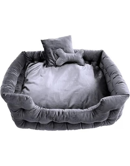 Goo-Eez Luxury Velour Pet Bed w/  Accessories Charcoal 28in.
