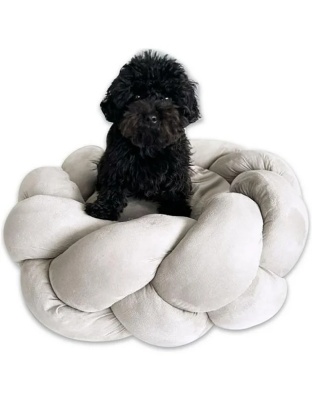 Goo-Eez Round Braided Suede Pet Bed Light Gray 24in.