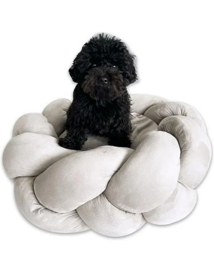 Goo-Eez Round Braided Suede Pet Bed Light Gray 24in.