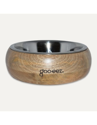 Goo-Eez Rounded Mango Wood Bowl Stainless Steel Medium