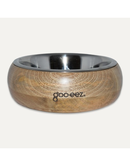 Goo-Eez Rounded Mango Wood Bowl Stainless Steel Medium