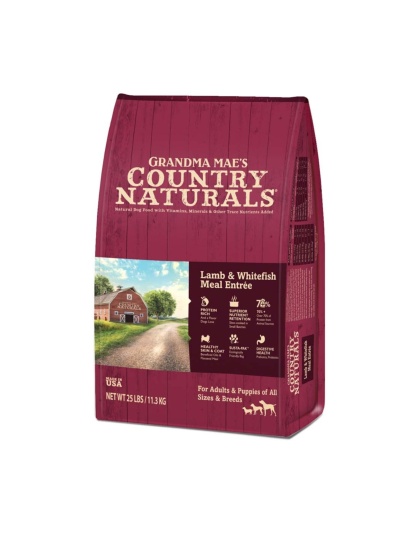 Grandma Mae's Country Naturals Dry Dog Food Lamb & Whitefish Meal 18ea/9 oz
