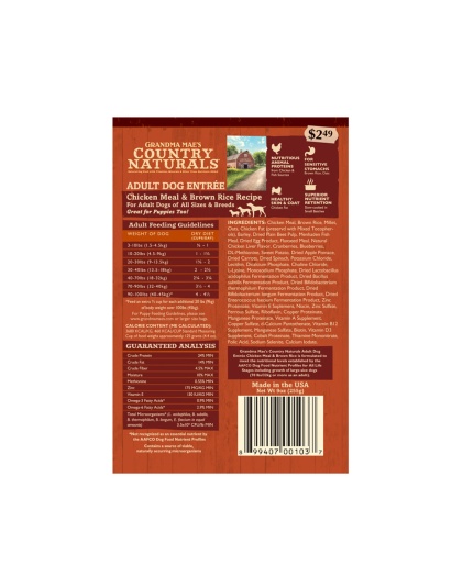 Grandma Mae's Country Naturals Premium All Natural Adult Dry Dog Food Chicken & Rice 18ea/1 lb