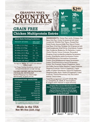 Grandma Mae's Country Naturals Premium All Natural Grain Free Dry Dog Food High-Protein Chicken 18ea/14 oz