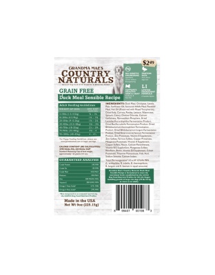 Grandma Mae's Country Naturals Grain Free Dry Dog Food Duck Meal Sensible 18ea/9 oz