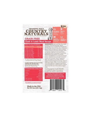 Grandma Mae's Country Naturals Grain Free Dry Dog Food Lamb & Lamb Meal 18ea/9 oz