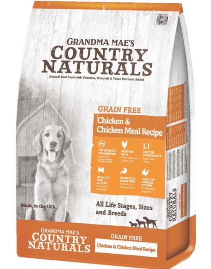 Grandma Mae's Country Naturals Grain Free Dry Dog Food Chicken & Chicken Meal 18ea/14 oz