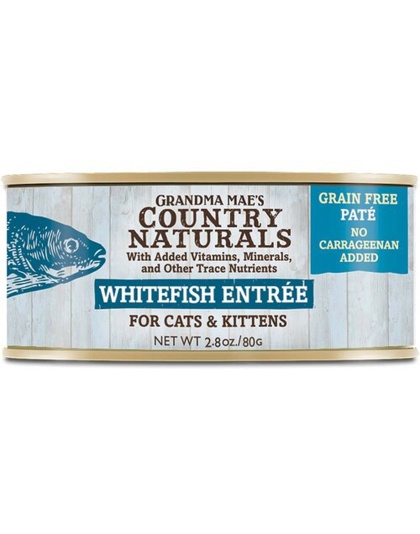 Grandma Mae's Country Naturals Grain Free Pate Wet Cat & Kitten Food Whitefish 24ea/2.8 oz, 24 pk