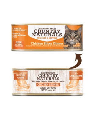 Grandma Mae's Country Naturals Grain Free Chunks in Gravy Wet Cat & Kitten Food Chicken 24ea/2.8 oz, 24 pk