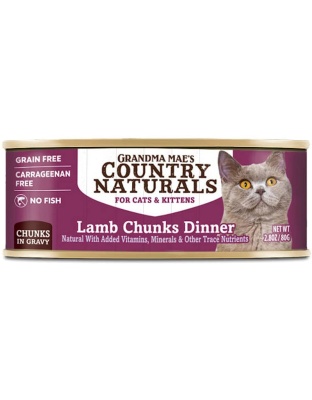 Grandma Mae's Country Naturals Grain Free Chunks in Gravy Wet Cat & Kitten Food Lamb 24ea/2.8 oz, 24 pk