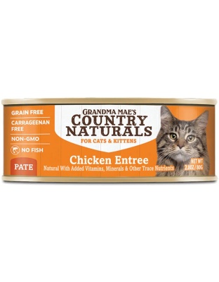 Grandma Mae's Country Naturals Grain Free Pate Wet Cat & Kitten Food Chicken 24ea/2.8 oz, 24 pk