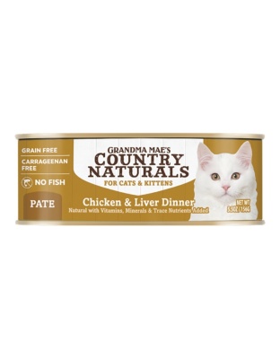 Grandma Mae's Country Naturals Grain Free Pate Wet Cat & Kitten Food Chicken & Liver 24ea/5.5 oz, 24 pk
