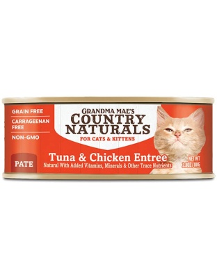 Grandma Mae's Country Naturals Grain Free Pate Wet Cat & Kitten Food Tuna & Chicken 24ea/2.8 oz, 24 pk