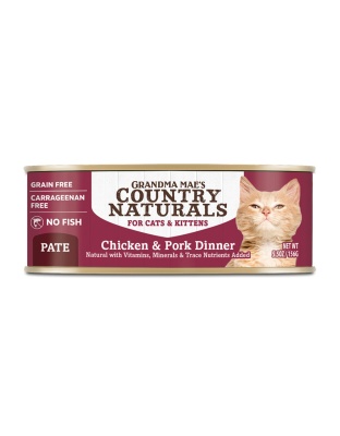 Grandma Mae's Country Naturals Grain Free Wet Cat Food Pork & Chicken 24ea/5.5 oz, 24 pk