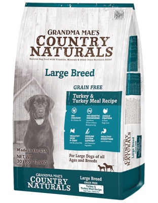 Grandma Mae's Country Naturals Grain Free L.I.D. Large Breed Dry Dog Food Turkey 18ea/14 oz