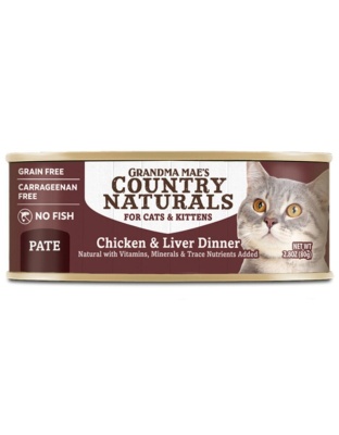 Grandma Mae's Country Naturals Pate Dinner Canned Cat Food Chicken & Liver 24ea/2.8 oz