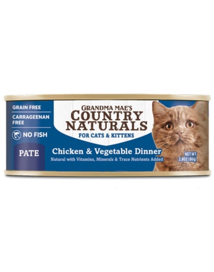 Grandma Mae's Country Naturals Pate Dinner Canned Cat Food Chicken & Vegetables 24ea/2.8 oz