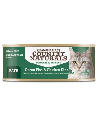 Grandma Mae's Country Naturals Pate Dinner Canned Cat Food Ocean Fish & Chicken 24ea/2.8 oz