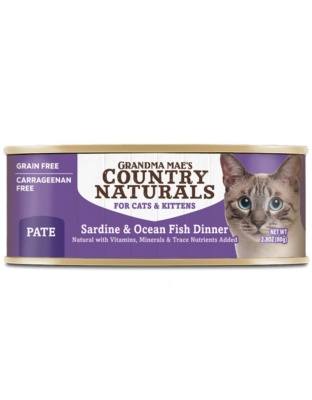 Grandma Mae's Country Naturals Pate Dinner Canned Cat Food Sardine & Ocean Fish 24ea/2.8 oz