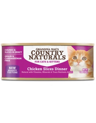 Grandma Mae's Country Naturals Slices in Gravy Dinner Canned Cat Food Chicken Slices 24ea/2.8 oz
