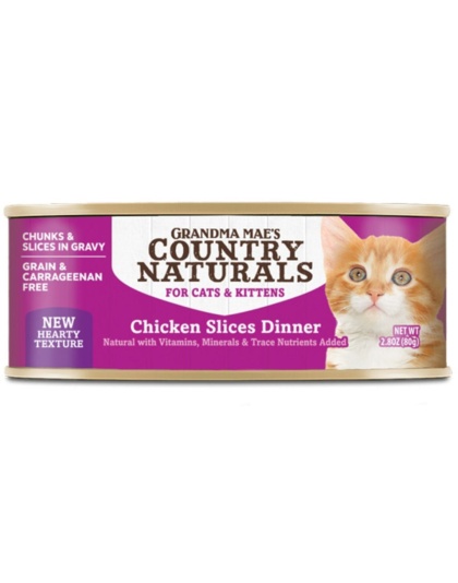 Grandma Mae's Country Naturals Slices in Gravy Dinner Canned Cat Food Chicken Slices 24ea/2.8 oz