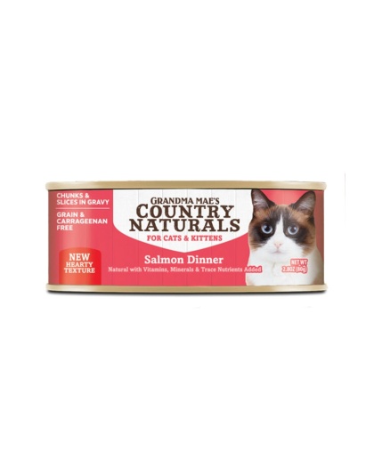 Grandma Mae's Country Naturals Slices in Gravy Dinner Canned Cat Food Salmon Slices 24ea/2.8 oz