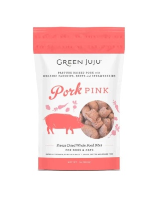 Green Juju Dog Freeze Dried Topper Pork Pink 3oz.
