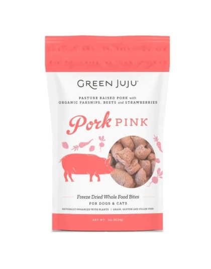 Green Juju Dog Freeze Dried Topper Pork Pink 3oz.