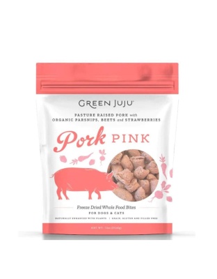 Green Juju Dog Freeze Dried Topper Pork Pink 7.5oz.
