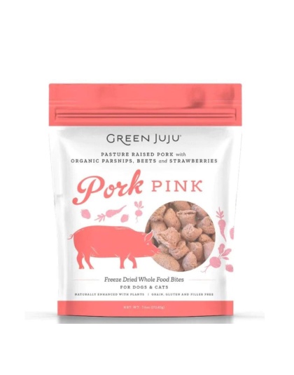 Green Juju Dog Freeze Dried Topper Pork Pink 7.5oz.