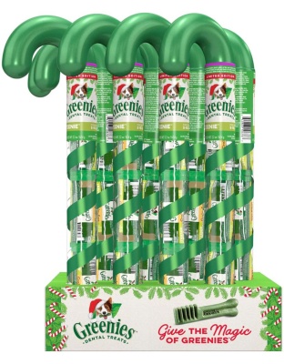 Greenies Holiday Limited Edition Packaging Dog Dental Treat Candy Cane Tube Teenie 12ea/2.24 oz, 8 ct