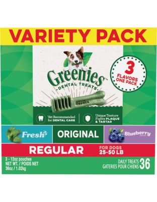 Greenies 3-Flavor Variety Pack Dog Dental Treat Regular 1ea/36 oz, 36 ct