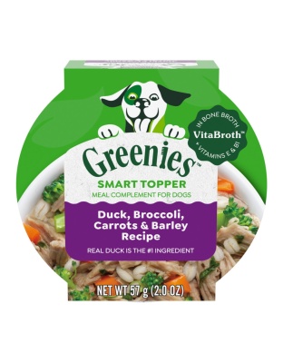 Greenies Smart Topper Meal Compliment for Dogs Duck, Broccoli, Carrots & Barely, 10ea/2oz. (Case of 10)