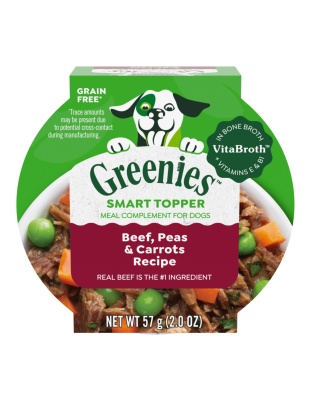 Greenies Smart Topper Grain-Free Meal Compliment for Dogs Beef, Peas & Carrots, 10ea/2oz. (Case of 10)