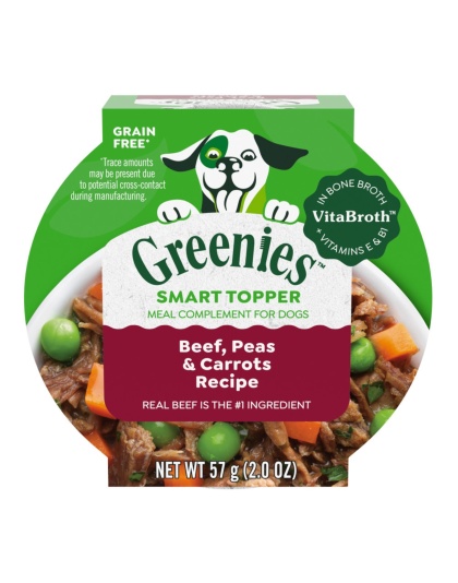 Greenies Smart Topper Grain-Free Meal Compliment for Dogs Beef, Peas & Carrots, 10ea/2oz. (Case of 10)