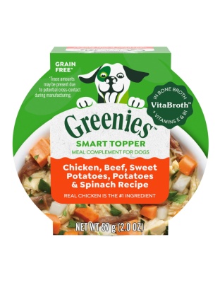 Greenies Smart Topper Grain-Free Meal Compliment for Dogs Chicken, Beef, Sweet Potato & Spinach, 10ea/2oz. (Case of 10)