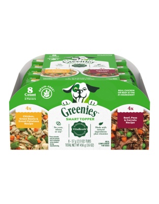 Greenies Smart Topper Grain-Free Meal Compliment for Dogs Variety Pack (Chicken & Beef), 2ea/2oz., 8 pk