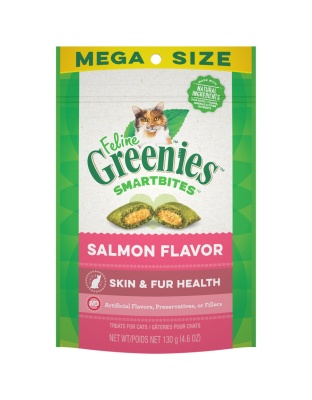 Greenies Feline SmartBites Skin & Fur Crunchy & Soft Adult Cat Treats Salmon 1ea/4.6 oz