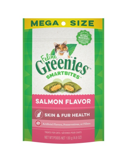 Greenies Feline SmartBites Skin & Fur Crunchy & Soft Adult Cat Treats Salmon 1ea/4.6 oz