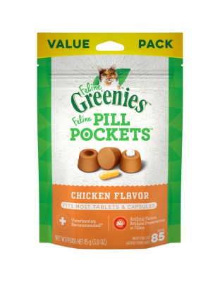 Greenies Feline Pill Pockets Cat Treats Chicken 1ea/3 oz, 85 ct