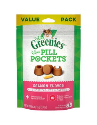 Greenies Feline Pill Pockets Cat Treats Salmon 1ea/3 oz, 85 ct