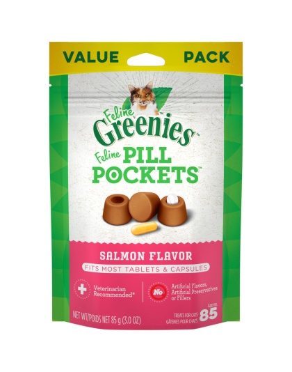 Greenies Feline Pill Pockets Cat Treats Salmon 1ea/3 oz, 85 ct