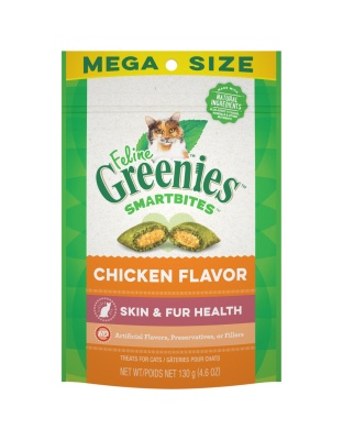 Greenies Feline SmartBites Skin & Fur Crunchy & Soft Adult Cat Treats Chicken 1ea/4.6 oz